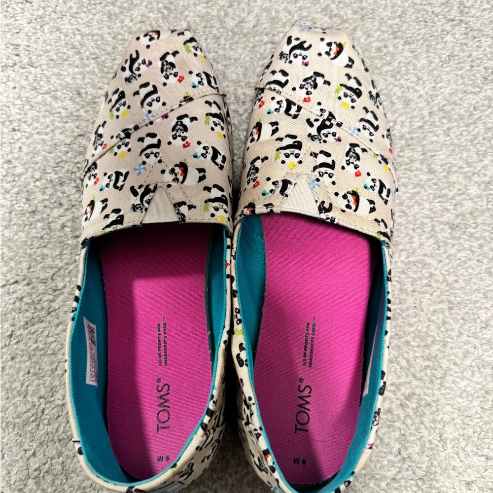 TOMS Cream Panda Print Alpargatas